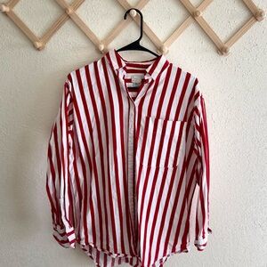A New Day Red and White Striped Blouse